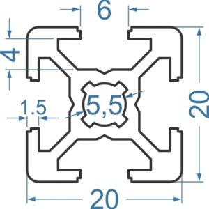 Верстатний алюмінієвий профіль 20x20 T-track